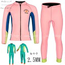 【送料無料】2.5mm ウェットスーツ 2点セット 子供 ダイビングスーツ プロ キッズ ジュニア マリンスポーツ セミドライ 女の子 バックジップ ダイビング...