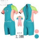 【送料無料】2.5mm ウェットスーツ 子供 女の子 バックジップ ダイビング キッズ 連体水着 サーフィン ことも ジュニア マリンスポーツ セミドライ カワ...