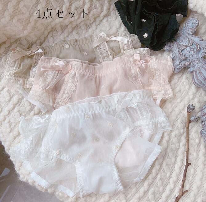 Rakuten - ショーツのみ スタンダード 肌着 4枚セット ショーツ セット 美尻 すっぽり 女性用 少女 パンツ ショーツ セット 下着 インナー 睡眠 三角 リボン 快適 パンティ 中学生 可愛い 抗菌防臭 通気 大きいサイズ レディース 高校生 大人 プレゼント お誕生日 クリスマス M L XL
