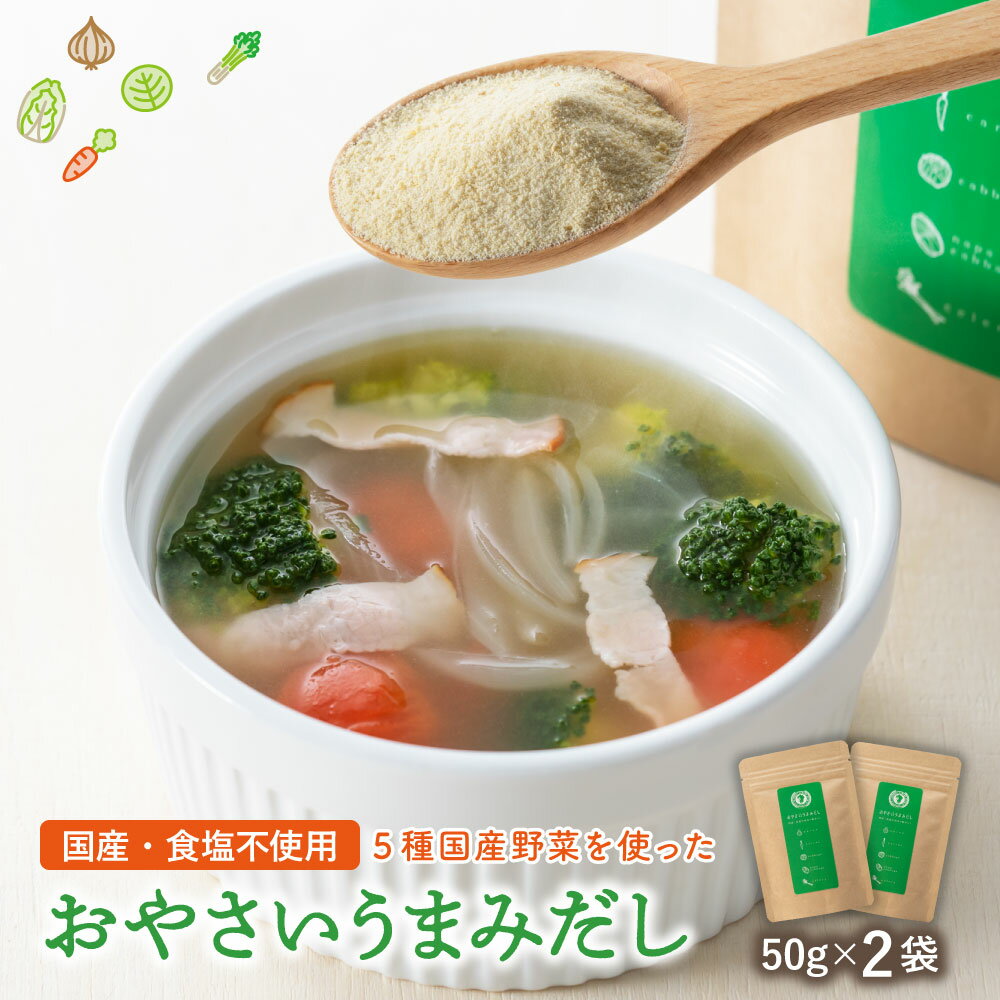 おやさいうまみだし 50g×2袋 食塩不使用 ブレンド 粉末ダシ 国産 だし 粉末 ブイヨン【メール便送料無料・代引不可】【出荷目安：ご注文後1〜2週間】のサムネイル