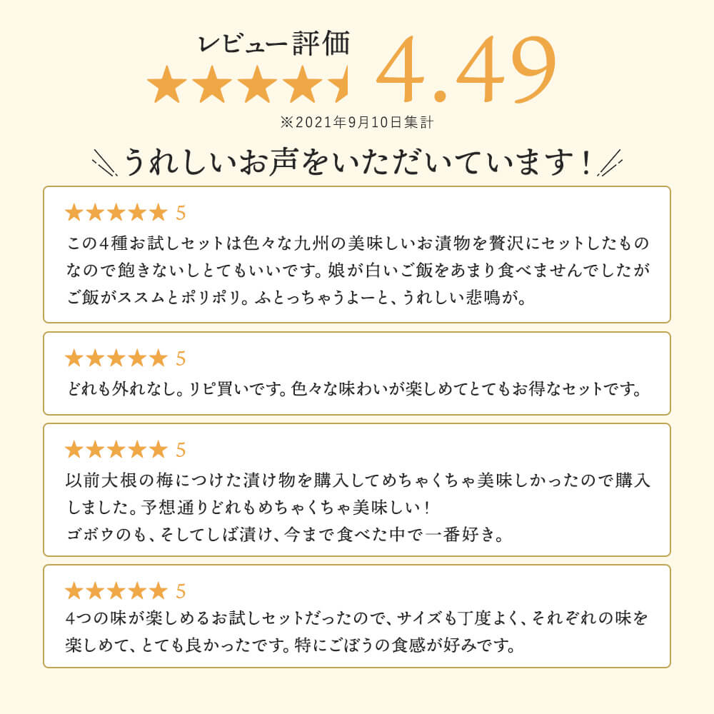 【SALE】送料無料 国産 漬物 九州お漬物4種お試しセット 【メール便送料無料・代引不可】【出荷目安：ご注文後1〜2週間】