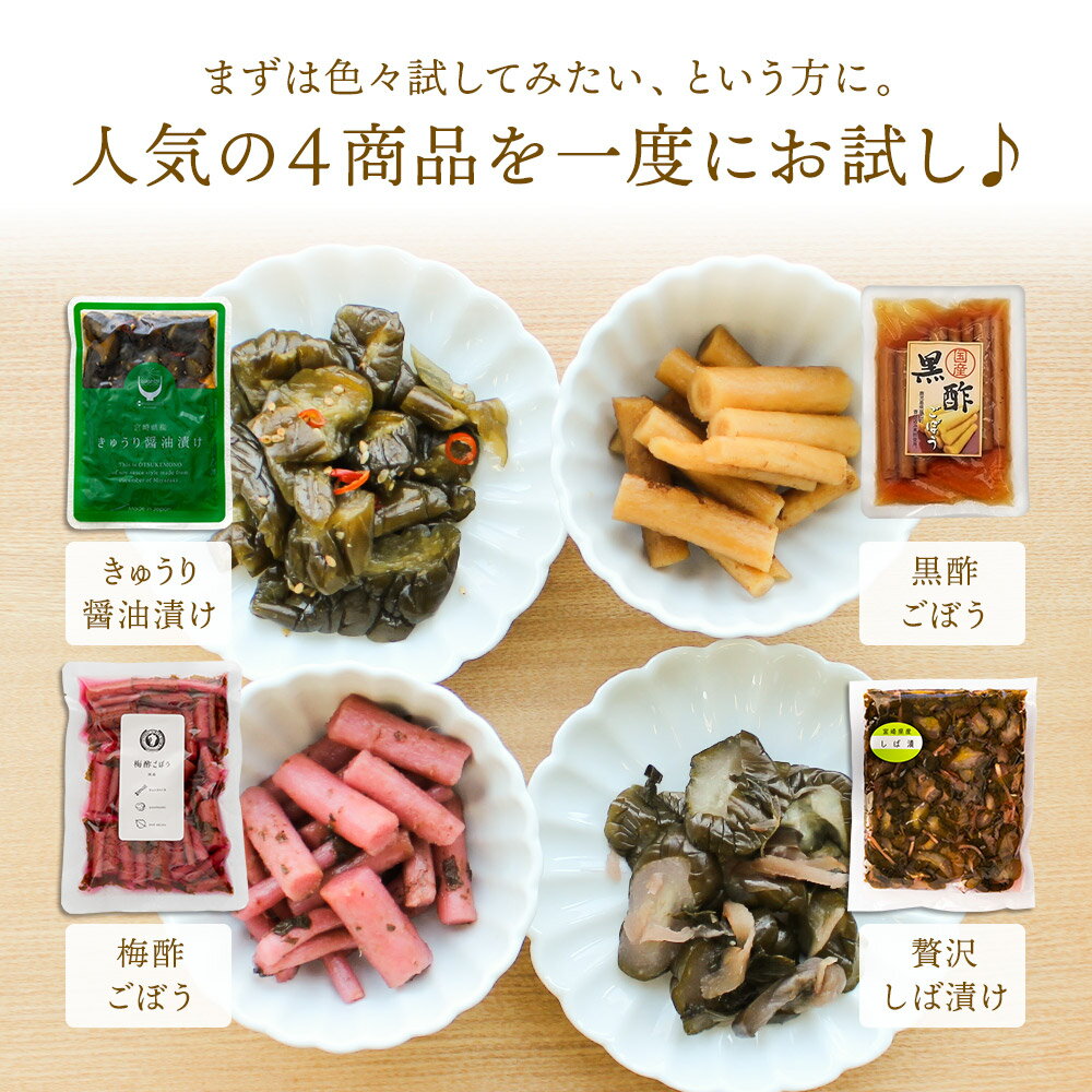 【SALE】送料無料 国産 漬物 九州お漬物4種お試しセット 【メール便送料無料・代引不可】【出荷目安：ご注文後1〜2週間】