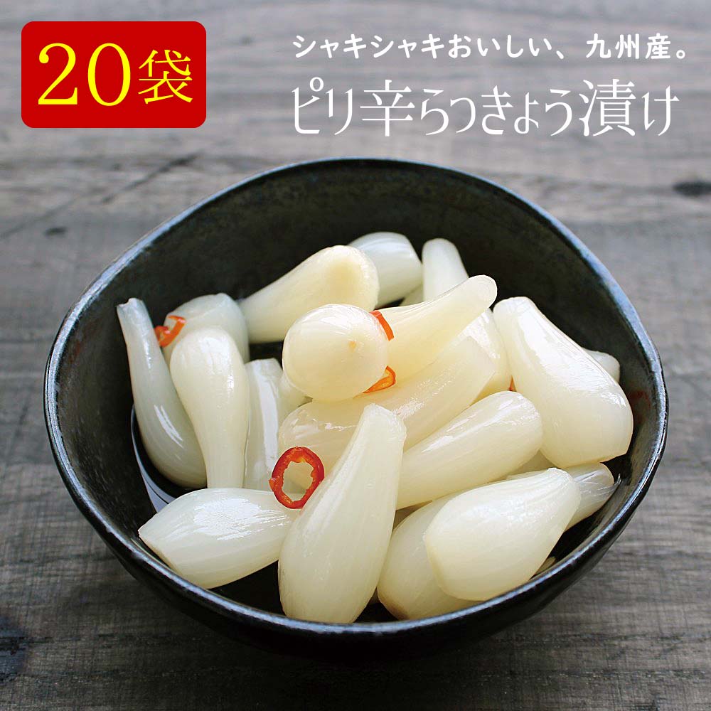 『ピリ辛らっきょう』20袋セット九州産 らっきょう 甘酢漬け 国産 宮崎県産【常温便/送料無料】【出荷目安:ご注文後1〜2週間】※粒サイズは不揃いです