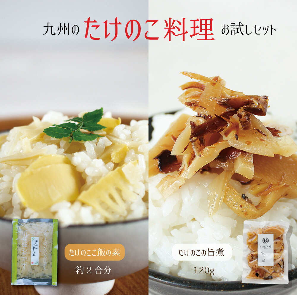 九州たけのこ料理2種セット 宮崎県産 たけのこ おためしセット たけのこご飯 旨煮 お惣菜 炊き込みご飯 春 ご飯の素 炊き込みご飯の素 ごはんのお供【メール便配送・代引不可】 【出荷目安：4月中旬～下旬△▼】のサムネイル