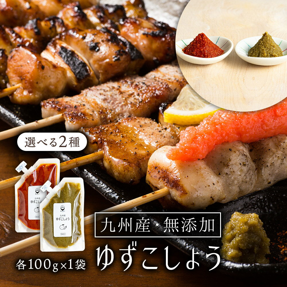 ＼ セール ／ 九州産 無添加 ゆずこしょう(柚子胡椒) 100g×1袋 選べる2種類 青唐辛子 赤唐辛子 九州産 こしょう コショウ 九州産 柚子 調味料 九州 定番 焼き鳥 地鶏 ラーメン スタンドパック【メール便 送料無料】【出荷目安：ご注文後5日～7日】