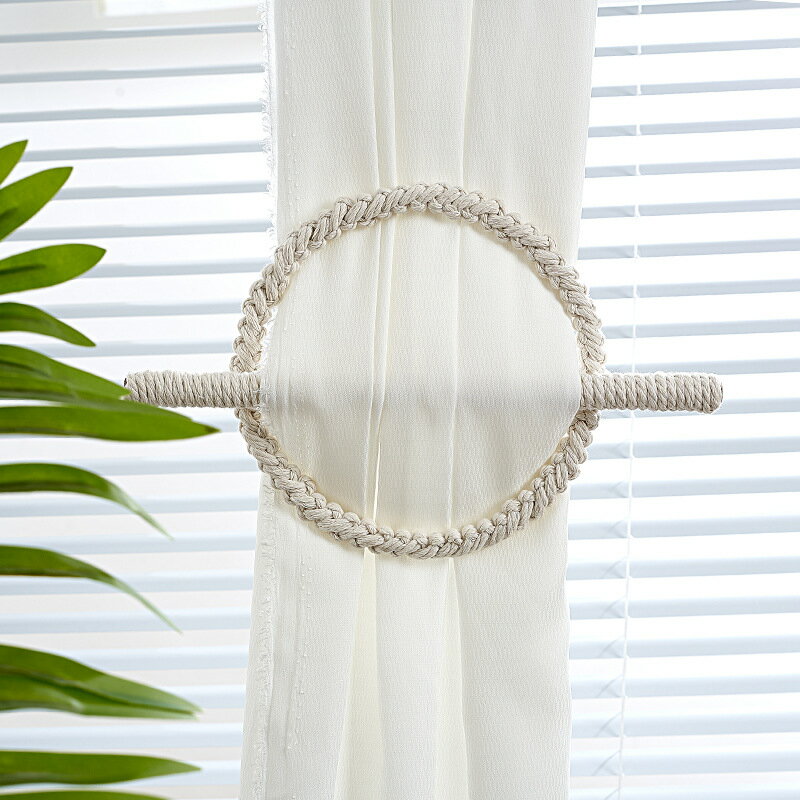 カーテン タッセル カーテンホルダー 丸型 マクラメ 編み シンプル ナチュラル 北欧風 カーテン留め ホ..