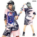 ●2673●ダンストップス ダンスTシャツ 落書き風個性派英...
