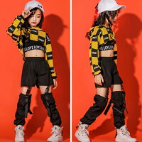 キッズダンスダンス衣装へそ出しTシャツ&タンクトップ2点セットヒップホップレッスン着練習着ダンストパーカーダンスプルオーバー英文字プリントショート丈フード付パーカーカジュアルダンス服個性派舞台演出服コスチューム文化祭送料無料●4805●
