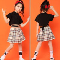 ダンス衣装ヘソ出しチアダンスキッズダンス衣装セットアップヒップホップ2点セットレッスン着練習着ジュニアチームキッズダンス衣装舞台演出服イベント子供女の子チアステージ衣装ダンススポーツストリートコスチューム文化祭送料無料●4761●