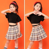 ダンス衣装ヘソ出しチアダンスキッズダンス衣装セットアップヒップホップ2点セットレッスン着練習着ジュニアチームキッズダンス衣装舞台演出服イベント子供女の子チアステージ衣装ダンススポーツストリートコスチューム文化祭送料無料●4761●