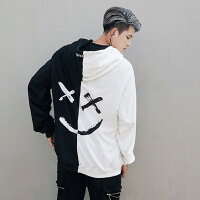 落書きプリントフード付きバイカラープルオーバーパーカートレーナースウェットHIPHOPダンスステージ衣装ストリート系ファッション服ペアカップルメンズレディース大人ダンス練習着ダンス衣装ダンスウェアスポーツ運動風演出服