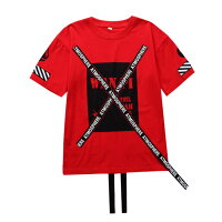 英文字プリントコットンテープ付キッズダンス衣装男の子女の子半袖TシャツHIPHOPダンス原宿ファッション薄手ステージ衣装可愛いダンスウェアロック風プリントアウターカジュアルストリートヒップホップスポーツヒップホップ/衣装プリント