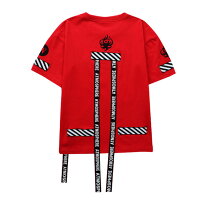 英文字プリントコットンテープ付キッズダンス衣装男の子女の子半袖TシャツHIPHOPダンス原宿ファッション薄手ステージ衣装可愛いダンスウェアロック風プリントアウターカジュアルストリートヒップホップスポーツヒップホップ/衣装プリント