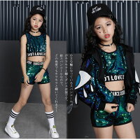 キッズダンス衣装トップス&ショーツ舞台演出服イベント