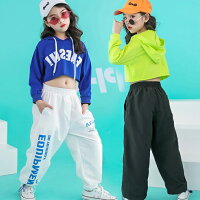 ダンス衣装キッズダンス長袖パーカーフード付きダンス衣装ヒップホップジュニア原宿系ダンスウェア半袖男女兼用個性派トップスカジュアルダンス服個性派ストリートファッション男の子女の子ロック風英文字送料無料4416