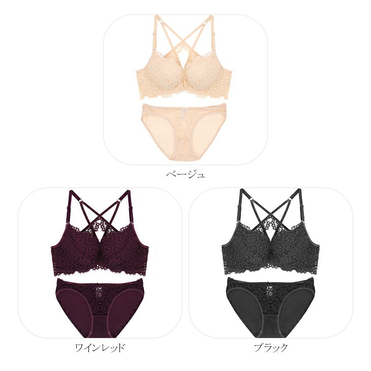 【送料無料】3カラーノンワイヤーブラ ショーツ 上下セット 2点セット フロントホック セクシー バックスタイル 刺繍 ブラトップ ブラジャー マタニティブラ アンダーウェア リラックス 揺れない ワイヤレスブラ 育乳 2