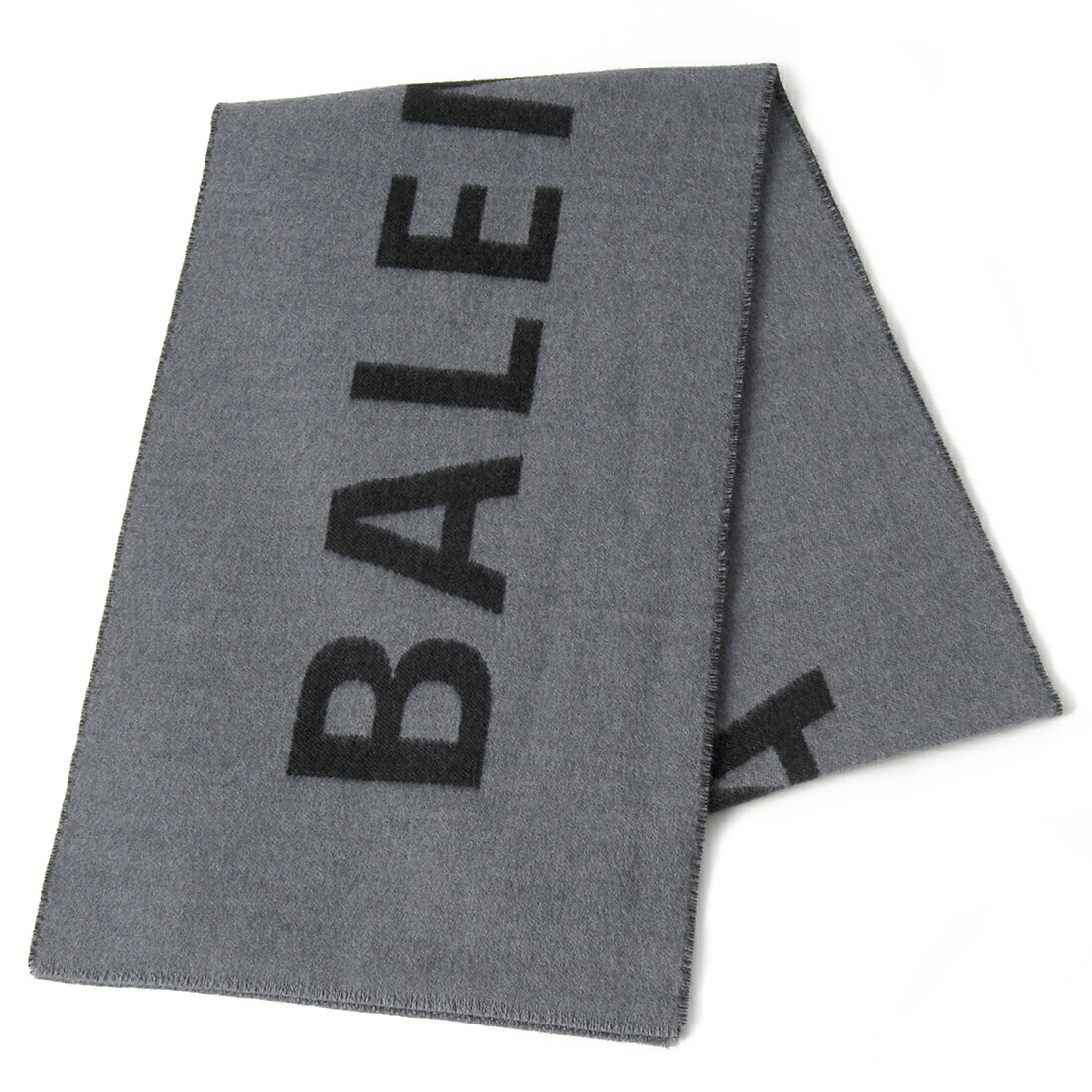 決算セール ポイント5倍 BALENCIAGA バレンシアガ マフラー ウール100% グレー ロゴ 530047 420B0 1260