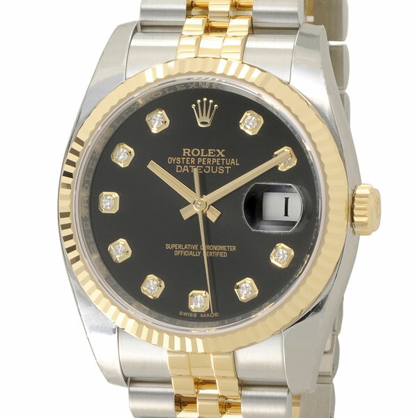 ロレックス ROLEX 116233G BK デイトジャスト ダイヤモンド10P ゴールド×シルバー メンズ 腕時計 新品 当店5年保証