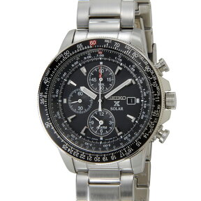 セイコー SEIKO メンズ 腕時計 SSC009P1 SOLAR CHRONOGRAPH ソーラー クロノグラフ パイロットクロノ ブラック×シルバー 新品