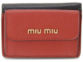 ミュウミュウ MiuMiu 三つ折り 財布 5MH020 2BJI F0LJ4 MADRAS マドラス ブラック×レッド レディース 財布 新品 送料無料