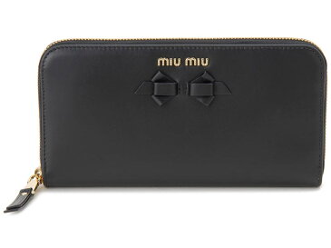 ミュウミュウ MIU MIU ラウンドファスナー 長財布 5ML506 UEI F0002 本革 財布 ブラック レディース 新品 【送料無料】