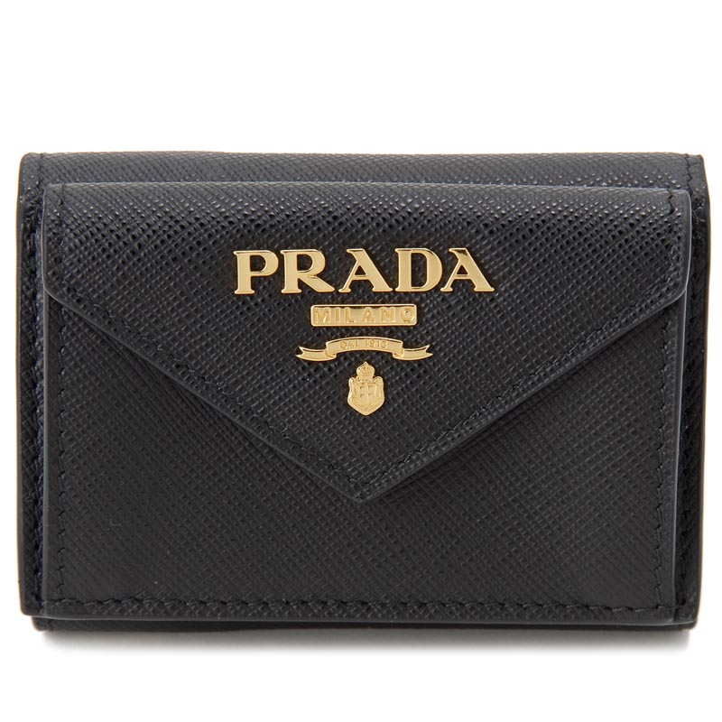 PRADA 三つ折り財布 1MH021 QWA F0002 コンパクト財布 ブラック レディース 新品 送料無料のサムネイル
