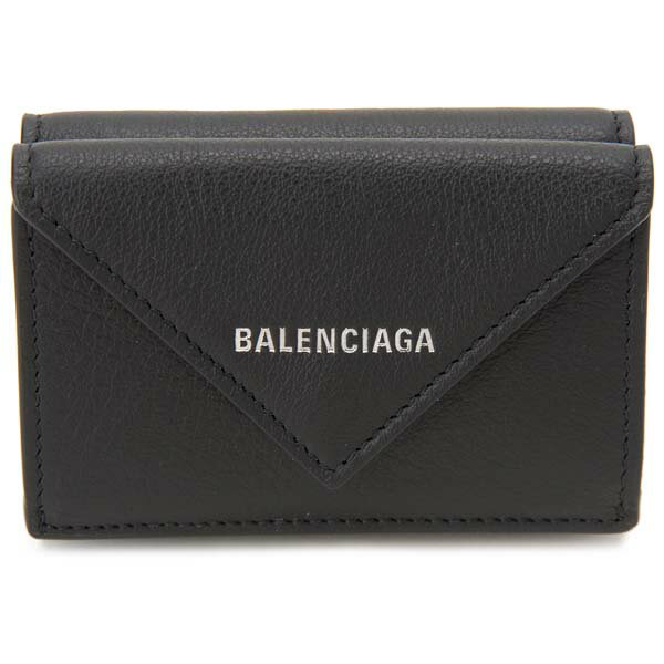 訳あり 正面ロゴがれあり バレンシアガ BALENCIAGA 三つ折り財布 ブラック 391446 DLQ0N 1000