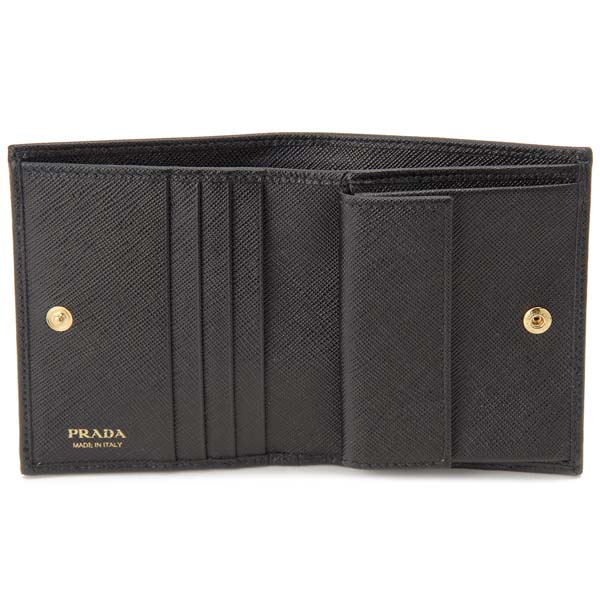 プラダ PRADA 二つ折り財布 レディース ブラック 黒 1MV204 QWA F0002 SAFFIANO サフィアーノ