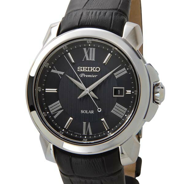 セイコー SEIKO メンズ SNE455P2 PREMIER SOLAR プルミエ ソーラー 革ベルト ブラック 腕時計