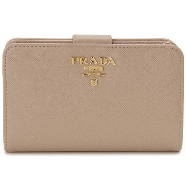 プラダ 財布（レディース） PRADA プラダ 二つ折り財布 ピンクベージュ 1ML225 QWA F0236 サフィアーノ
