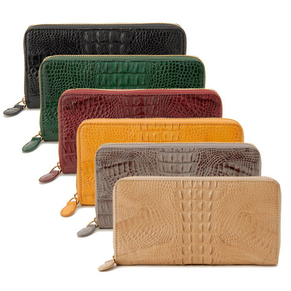 クロコダイルワニ革財布ラウンドファ...