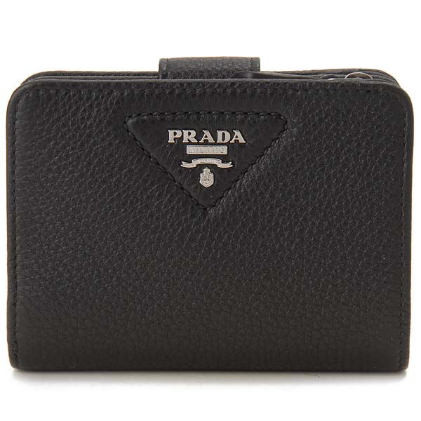 プラダ 革二つ折り財布 レディース PRADA プラダ 二つ折り財布 レディース ブラック 1ML018 2BBE F0002 サフィアーノ コンパクト財布