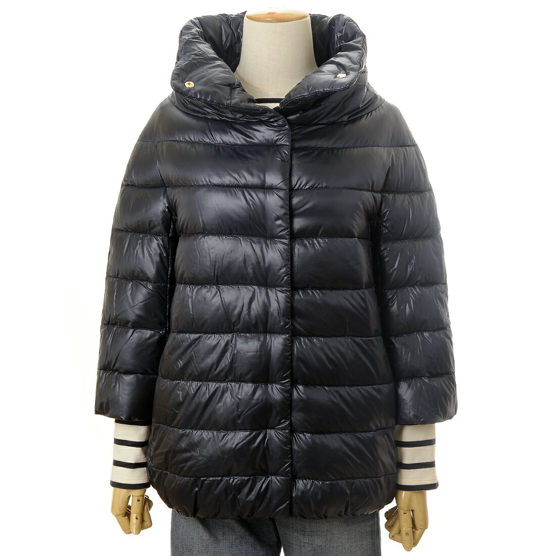 HERNO ヘルノ 七分袖 ダウンジャケット レディース ネイビー PI0043DIC 12017  ...