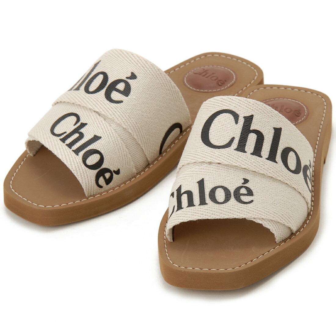 クロエ サンダル レディース Chloe クロエ サンダル レディース ホワイト 22U188Z3 101 WOODY SLIPPERS 靴・シューズ