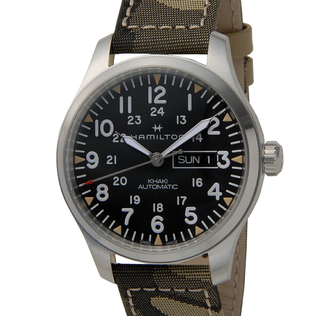 カーキ 腕時計（メンズ） HAMILTON ハミルトン 腕時計 メンズ H70535031 カーキ フィールド デイデイト オートマチック 自動巻き