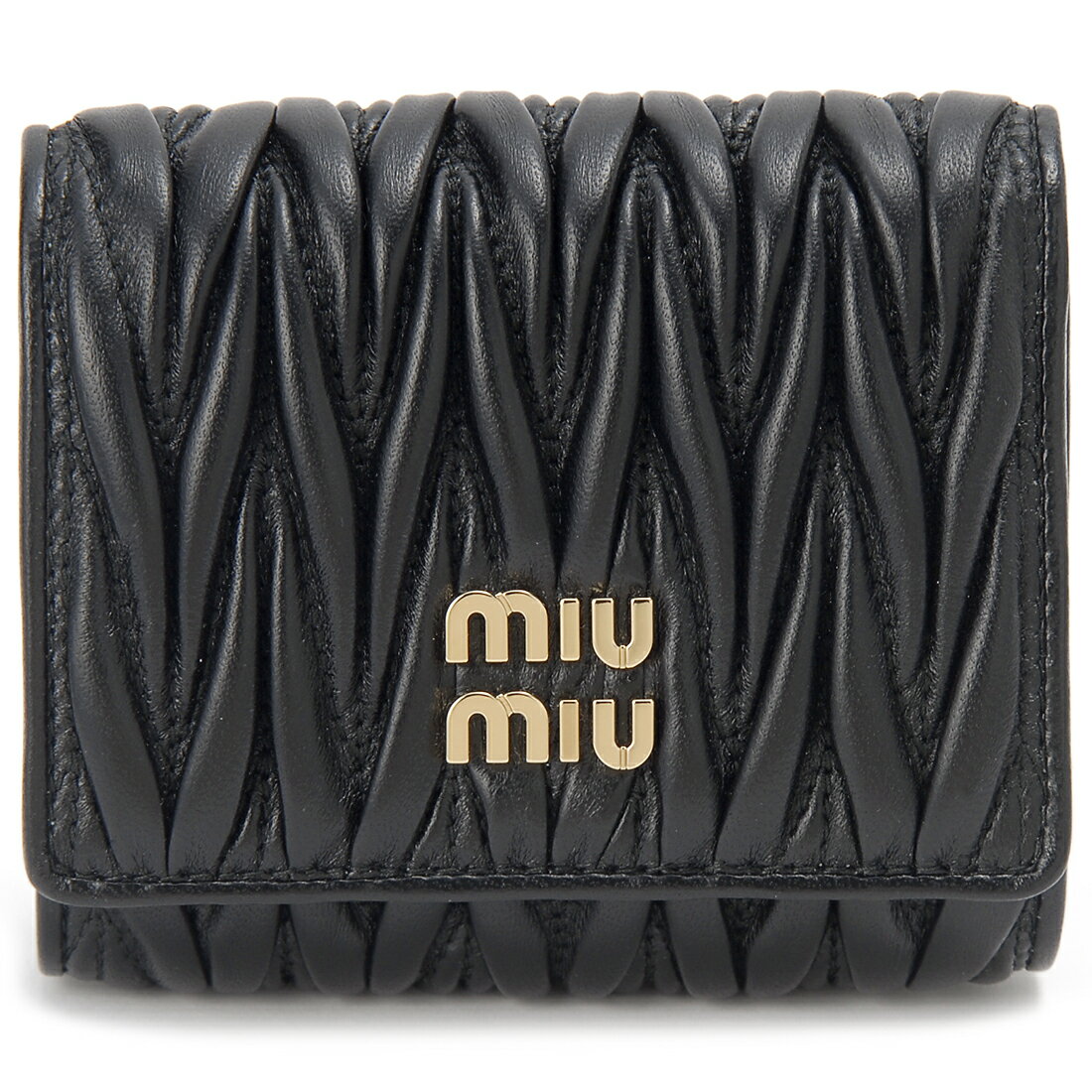 MIU MIU ミュウミュウ 三つ折り財布 レディース ブラック 5MH033 2FPP F0002 TRI FOLD WALLET