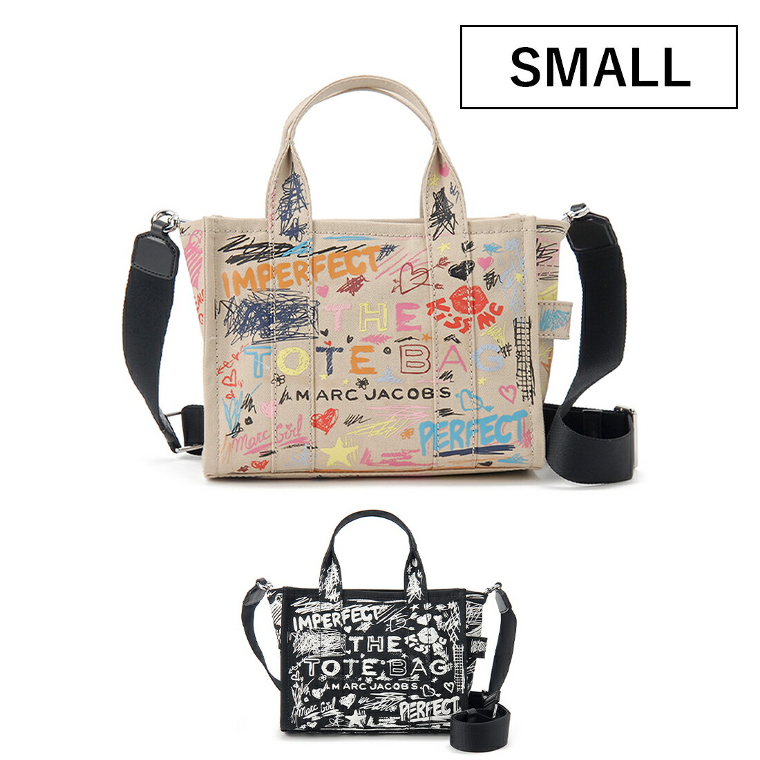 お買い物マラソンP5 マークジェイコブス MARC JACOBS トートバッグ レディース 2S6HTT016H02 THE PUNK SCRIBBLE CANVAS TOTE BAG