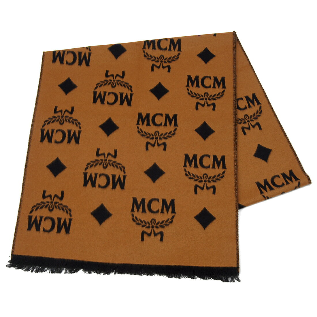 超ポイントバック祭 MCM エムシーエム マフラー MCMモノグラム ロゴ ジャガードスカーフ ストール
