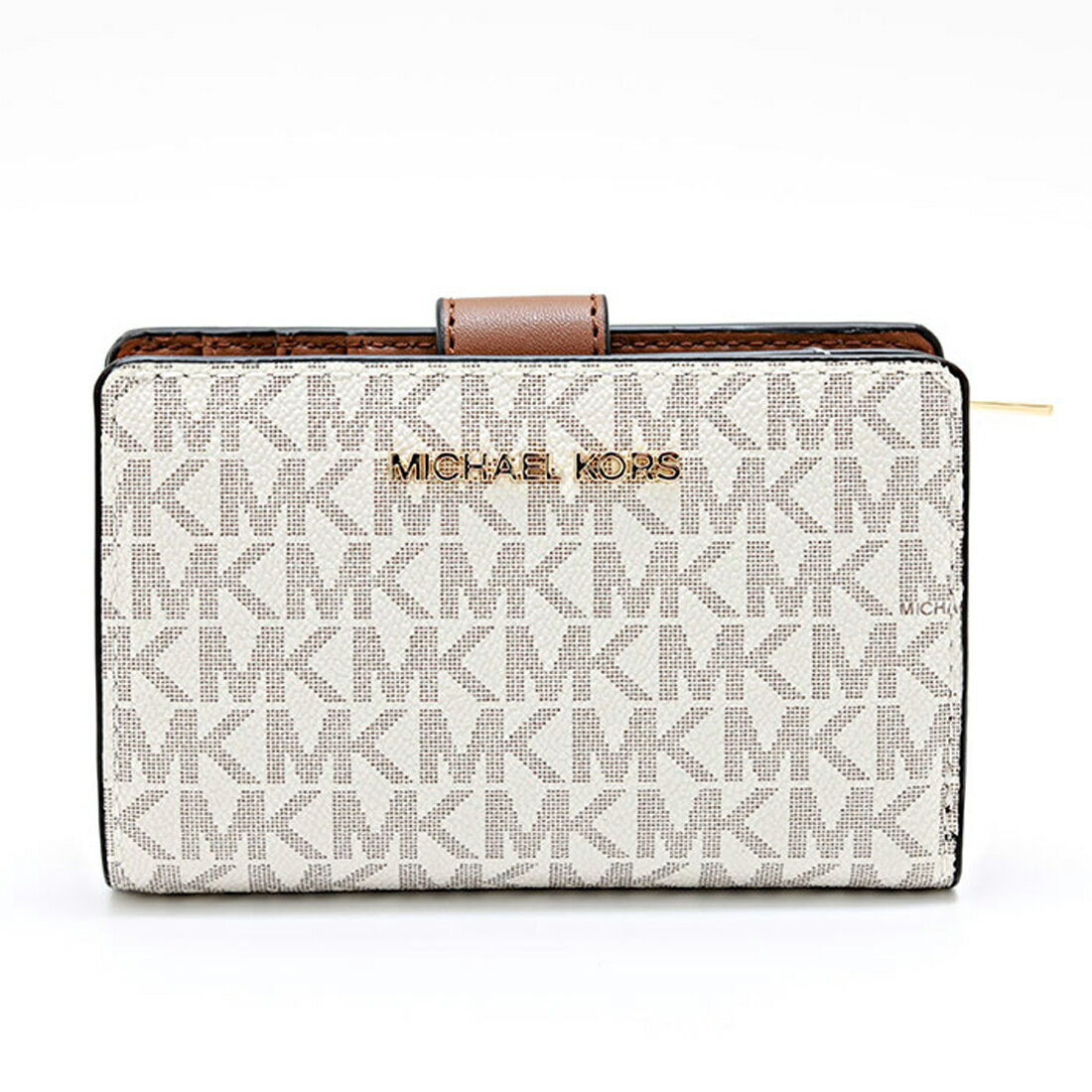 楽天スーパーSALE対象 訳あり 背面左下汚れあり、スナップ部分キズ二カ所あり MICHAEL KORS マイケルコース 二つ折り財布 レディース ホワイト 35F8GTVF2B VA
