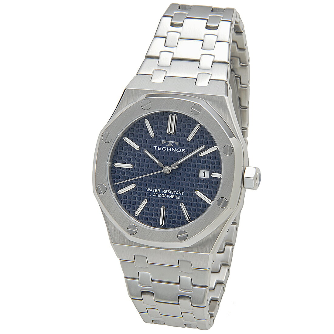 TECHNOS テクノス メンズ 腕時計 T9C07SN デイト シルバー×ネイビー