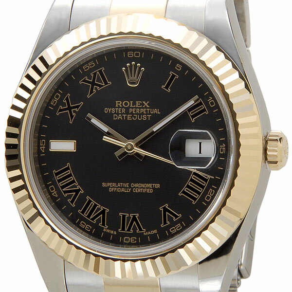 ロレックス ROLEX 116333 BK-R デイトジャストII ローマ ブラック×ゴールド メンズ 腕時計 新品 当店5年保証