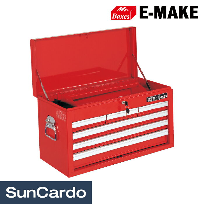【10％OFF】工具 整備 工具箱 ツールボックス チェスト E-MAKE Mr.Baxes(ミスターバクシーズ) 6段引き出しトップチェスト レッド EP222-6BX