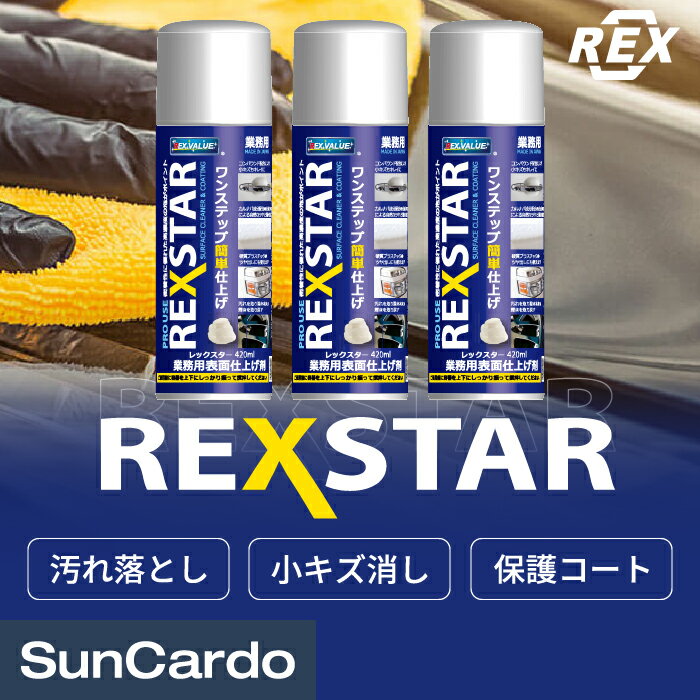 コーティング ワックス 洗車 汚れ落とし 小キズ 保護 車 REX(レックス) REXSTAR レックスター 3本 RSX420