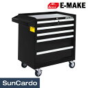 【マラソン期間P最大29倍】工具 整備 ワゴン ツール カート 工具箱 キャビネット E-MAKE Mr.Baxes(ミスターバクシーズ) 5段引出しロールワゴン ブラック W26-5X