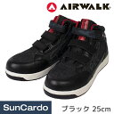 【超ポイントバック祭期間P最大23倍】安全靴 作業靴 安全スニーカー おしゃれ ベルト ベルクロ AIRWALK(エアウォーク) 迷彩デニム ブラック 25cm AW-681