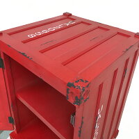 【コンテナ型ボックス(縦型)レッド】箱ボックスコンテナ木製収納2段レッドディスプレイエイジングインダストリアルブルックリンヴィンテージオリジナルデザインステンシル送料無料