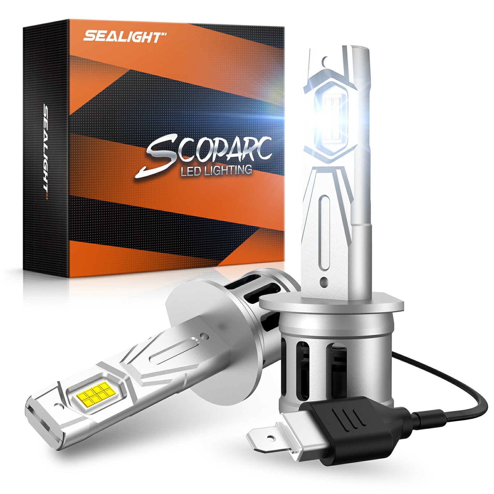 【大型車対応】SEALIGHT H1 LEDヘッドライト【36000LM・40W・6500K・DC9-32V】h1 バルブ ハイビーム用 車検対応 1:1本物サイズ 簡単取り付け 圧倒的明るさ 冷却システム スマートICドライバー 高効率LEDチップ キャンセラー内蔵 車/バイク 2個入り 2年保証 S3-H1