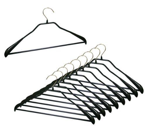 マワ すべり落ちない MAWAハンガー スーツ コート用 ボディーフォームバー付き 婦人M 紳士S・Mサイズ 10本組 ブラック 4431