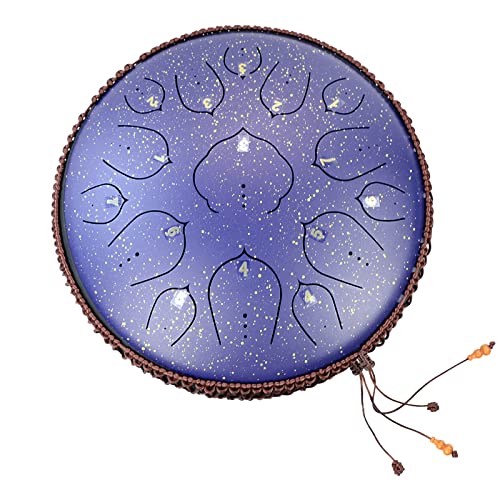 色：スターブルー サイズ：15音14イン BQKOZFIN スリットドラム スチールタングドラム 15音 14インチ 打楽器 Dメジャードラムスティック&収納バッグ付き 瞑想ヨガ・音楽療法・禅 (スターブルー)のサムネイル