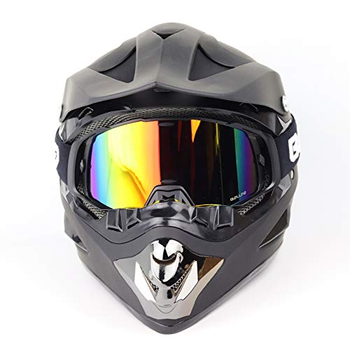 色：ブラックフレーム - レッドレンズ HCMAX バイク ゴーグル レーシングモトクロス眼鏡 - 防塵/防風/紫外線対応 ヘルメット対応 男女兼用 収納バッグ付き - モトクロススキースノーボード用 3